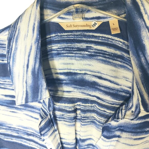 Soft Surroundings Striped Button-Up Long-Sleeve Classic Layering Top Sz. L - Picture 3 of 10